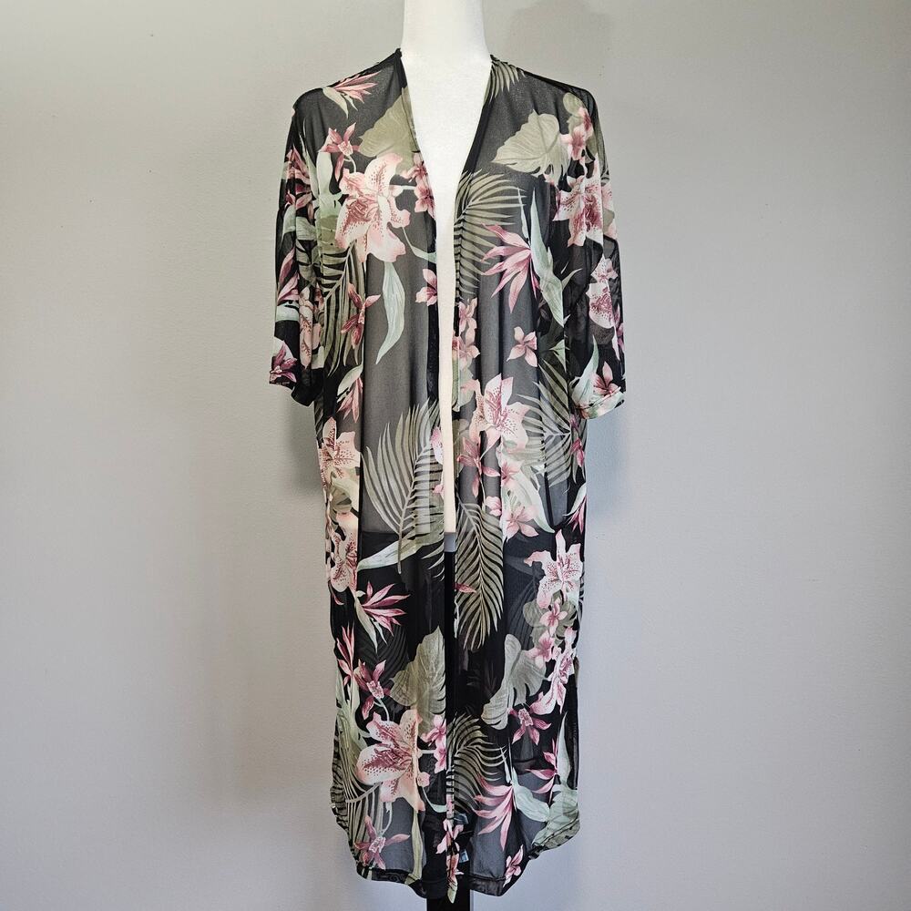 Love Maternity Sheer Floral‎ Duster Cover-Up OS Cruise Beach